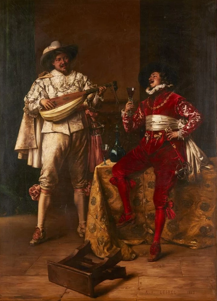 Signori che festeggiano il vecchio vino di Francia